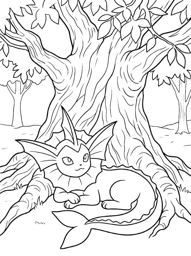 Fise de colorat cu Desenează Vaporeon pentru copii