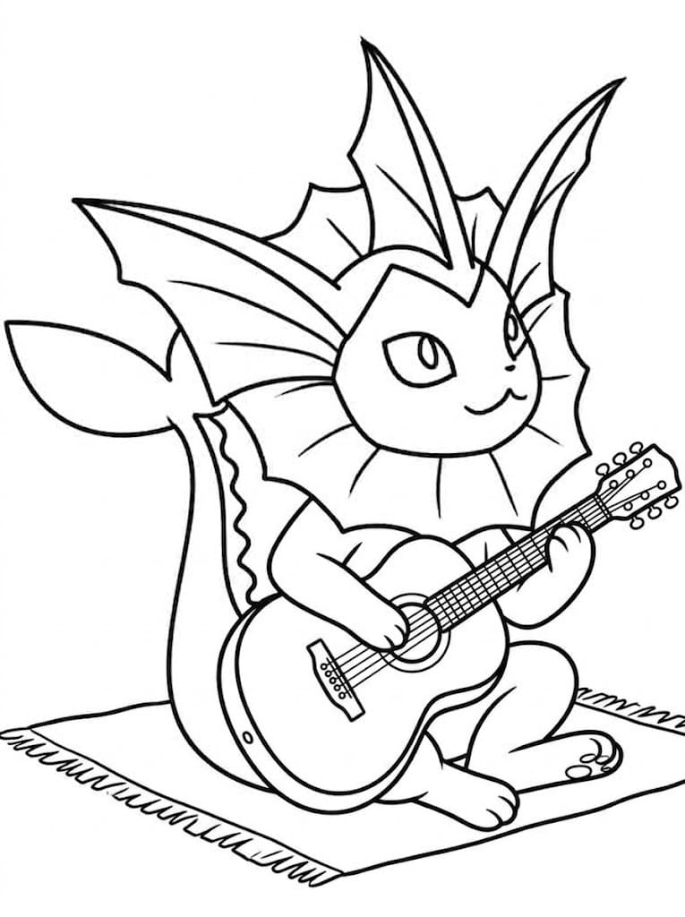 Fise de colorat cu Desenează Vaporeon simplu la copii