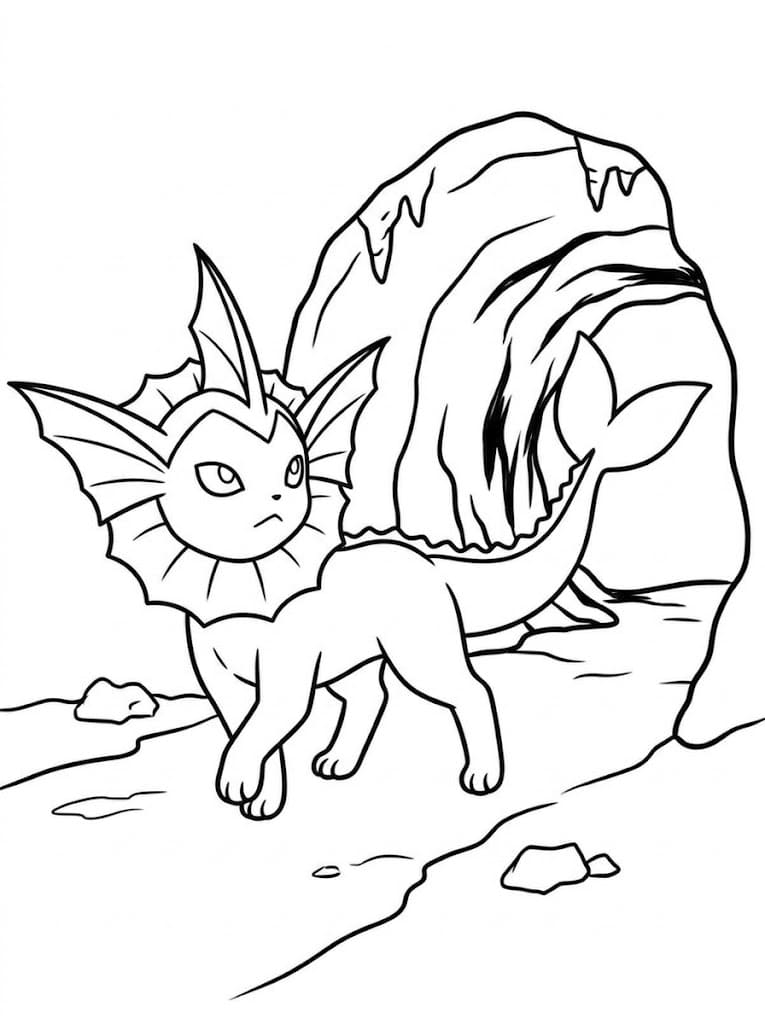 Fise de colorat cu Desenează Vaporeon simplu