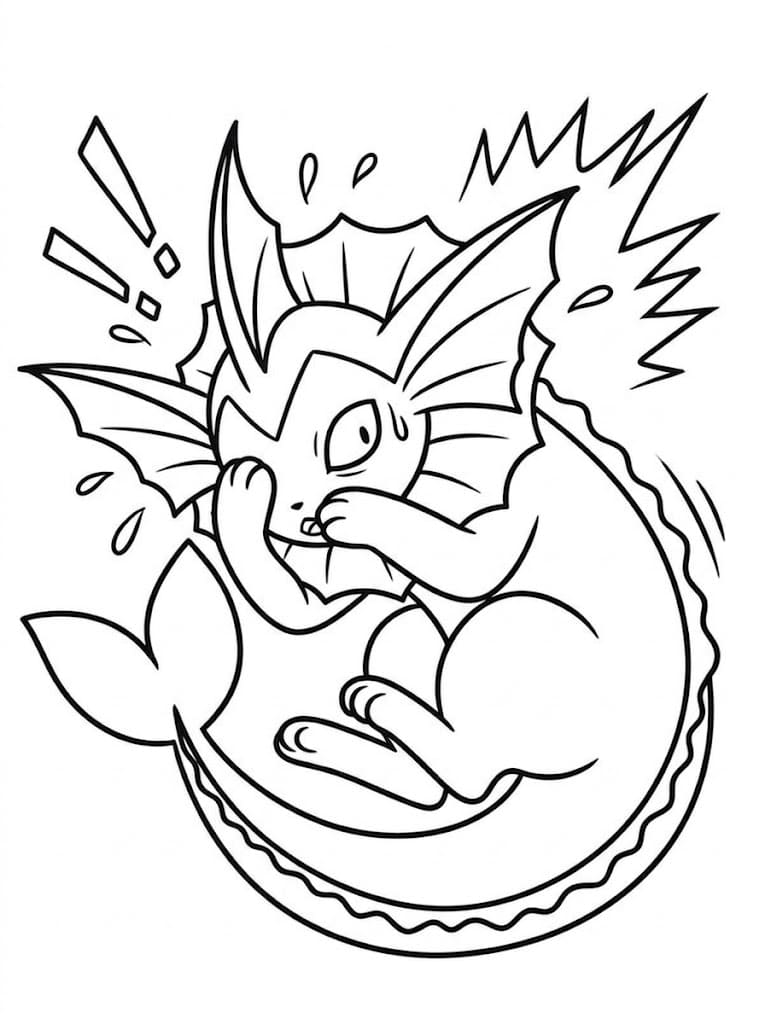 Fise de colorat cu Desenează Vaporeon uşor