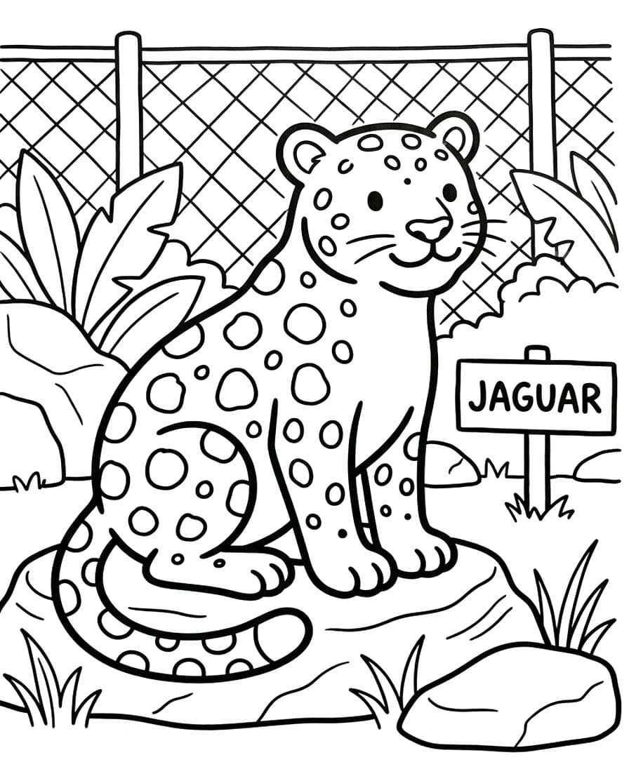 Fise de Colorat cu Jaguar bazic la copii