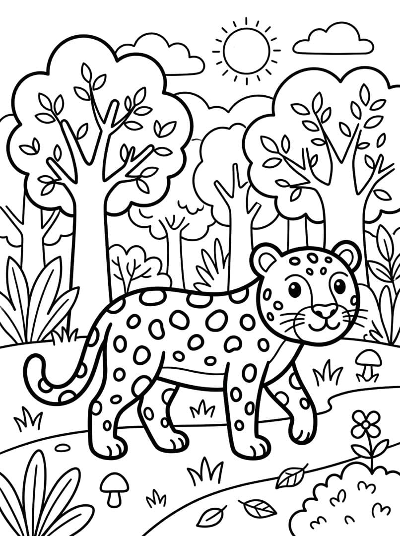 Fise de Colorat cu Jaguar gratuit simplu