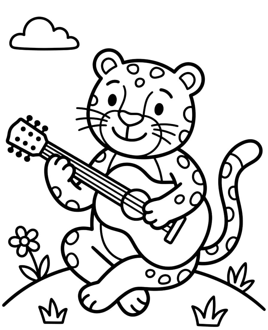 Fise de Colorat cu Jaguar imprimabil bazic