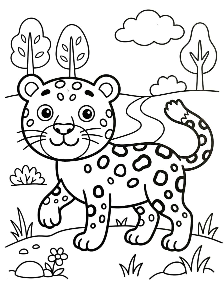 Fise de Colorat cu Jaguar imprimabil gratuit simplu