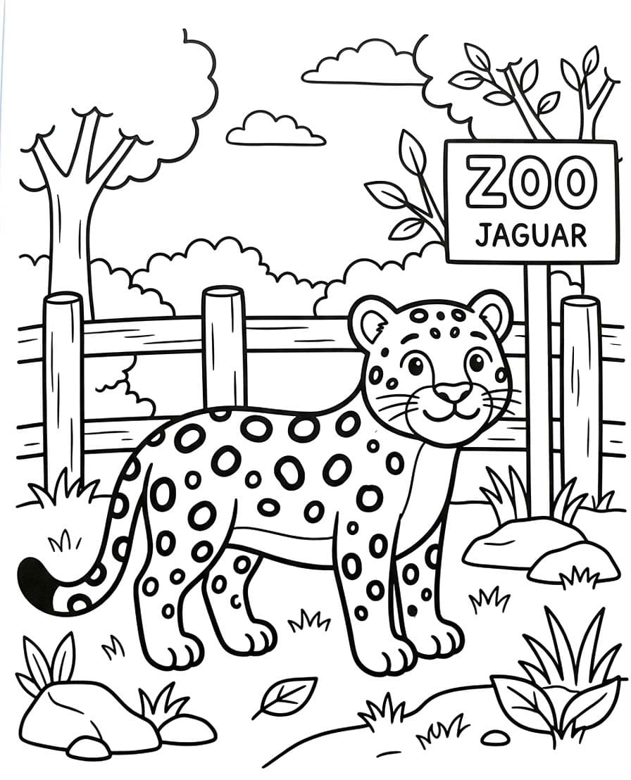 Fise de Colorat cu Jaguar uşor la copii