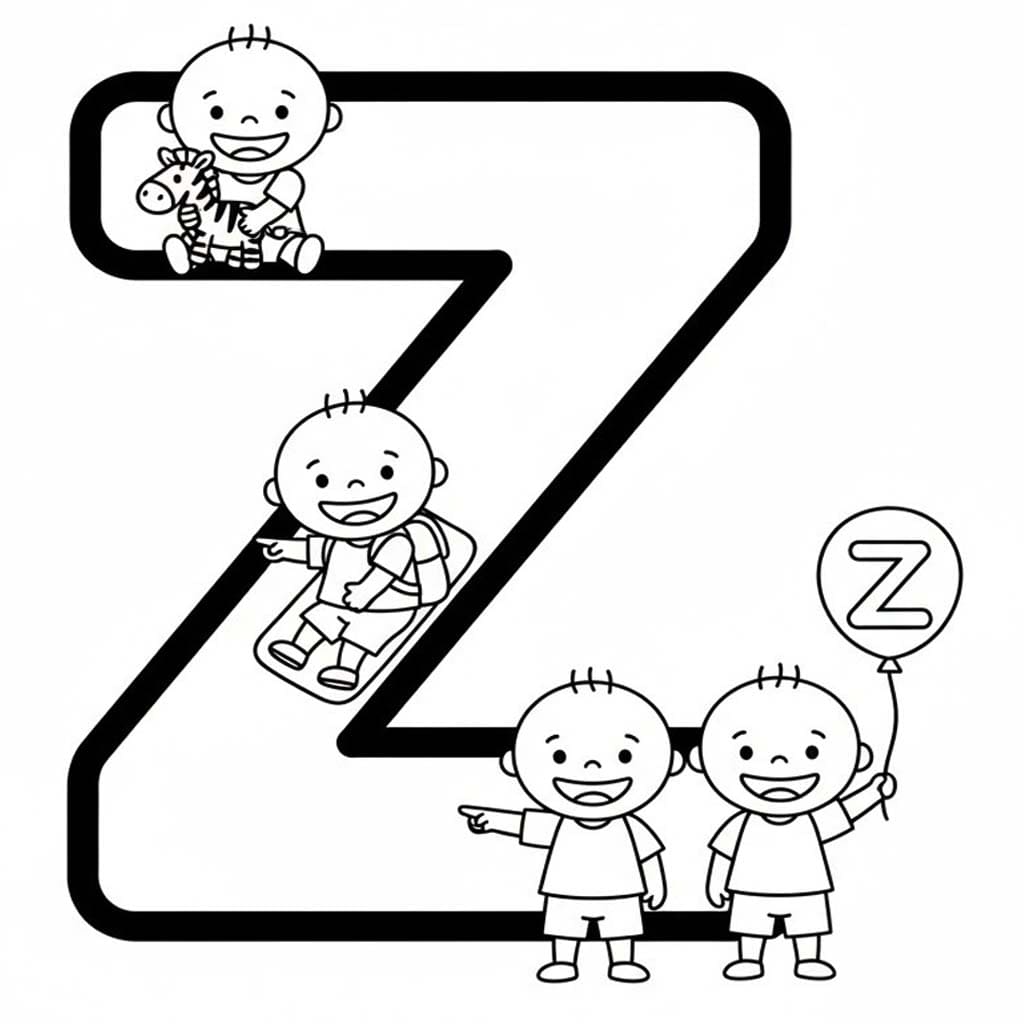 Fise de colorat cu Litera Z gratuit bazic