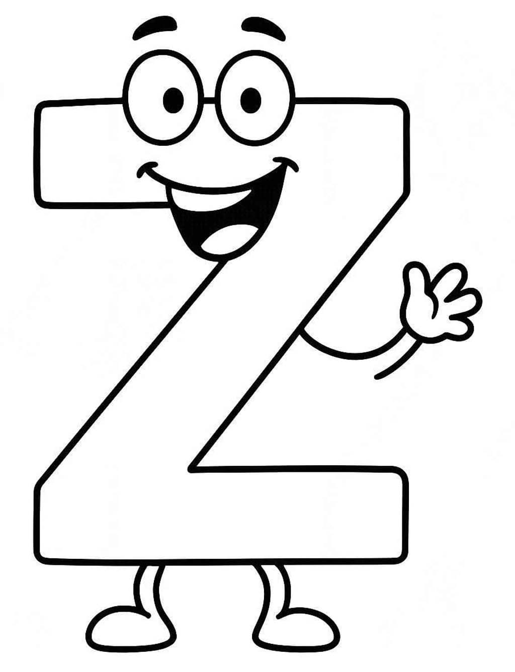 Fise de colorat cu Litera Z gratuit pentru copii