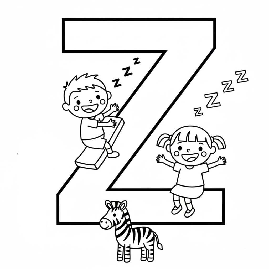 Fise de colorat cu Litera Z imprimabil bazic