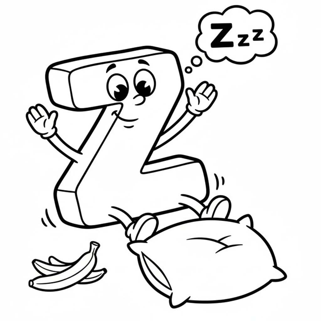 Fise de colorat cu Litera Z imprimabil gratuit pentru copii