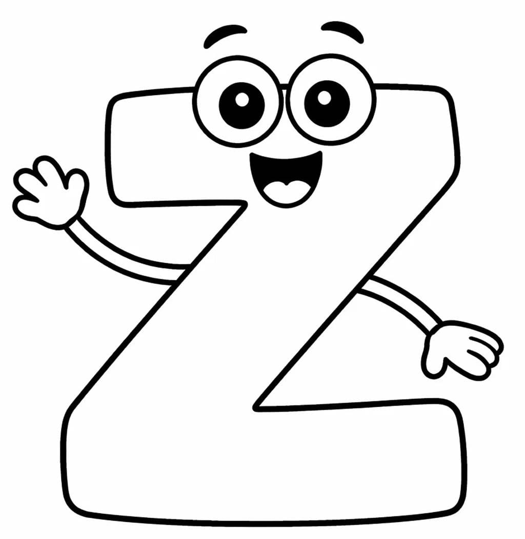 Fise de colorat cu Litera Z imprimabil gratuit simplu