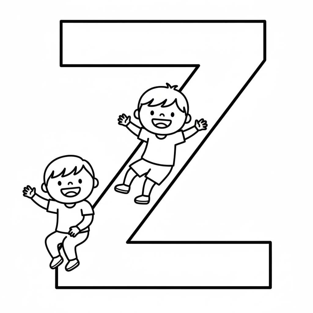 Fise de colorat cu Litera Z imprimabil gratuit