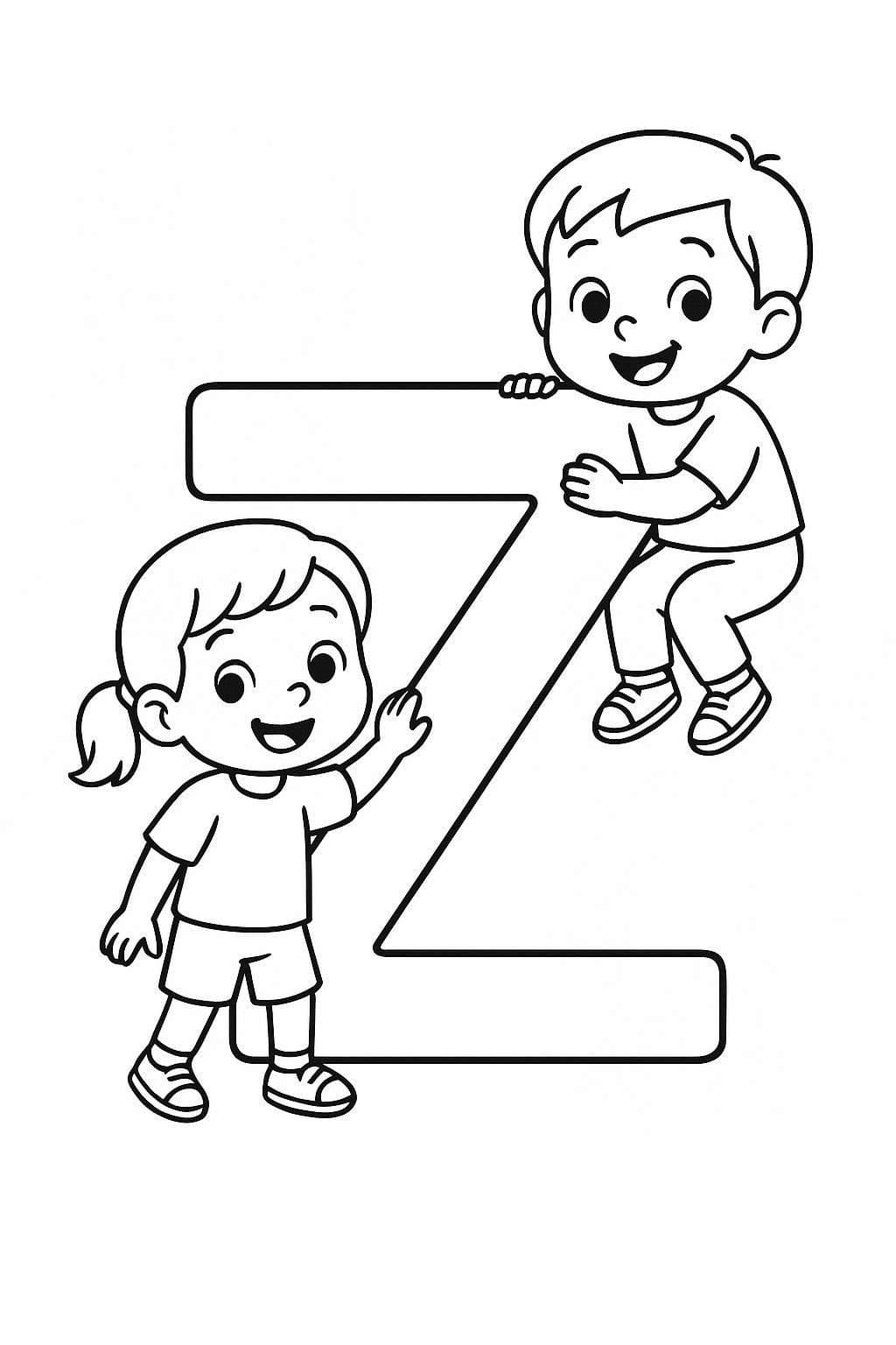 Fise de colorat cu Litera Z imprimabil pentru copii