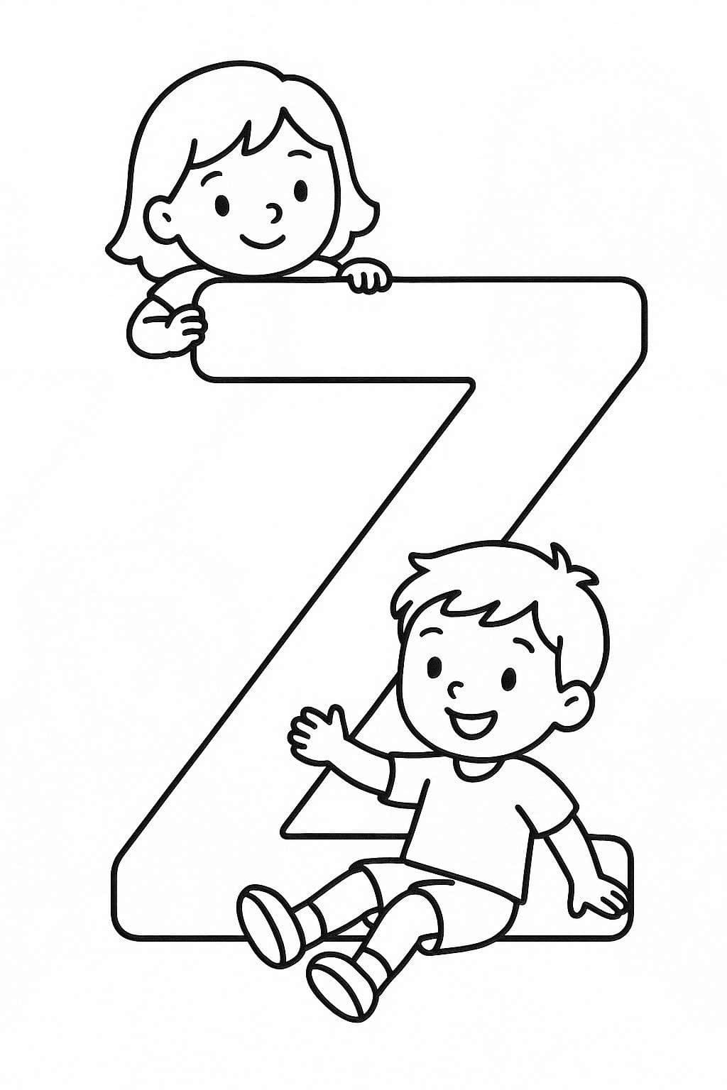 Fise de colorat cu Litera Z pentru copii