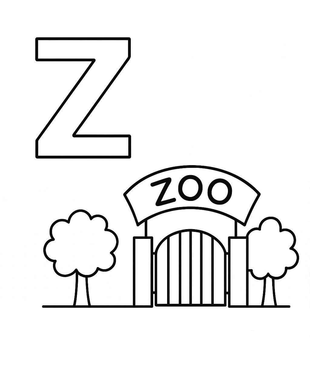 Fise de colorat cu Litera Z uşor la copii