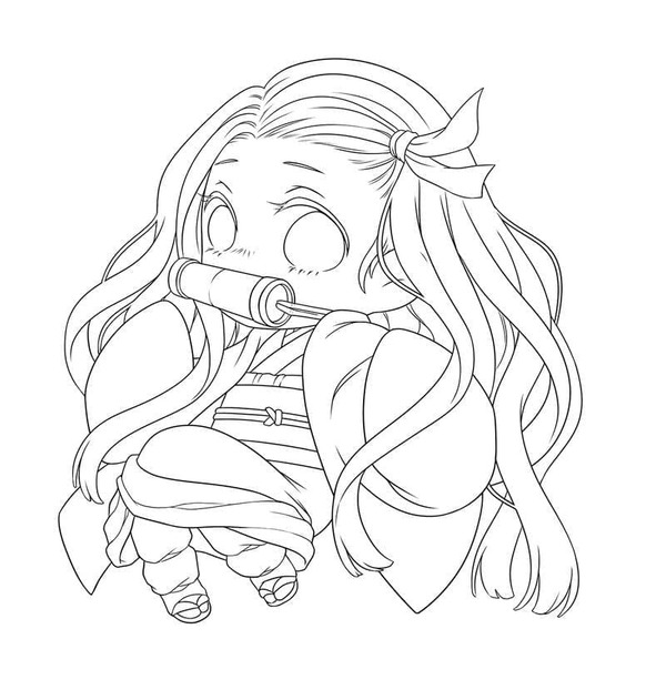 Fise de colorat cu Nezuko gratuit simplu