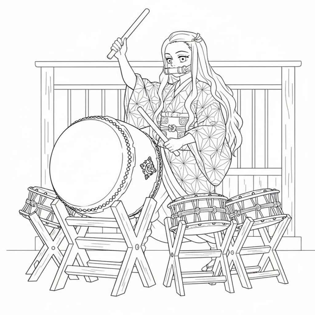 Fise de colorat cu Nezuko gratuit