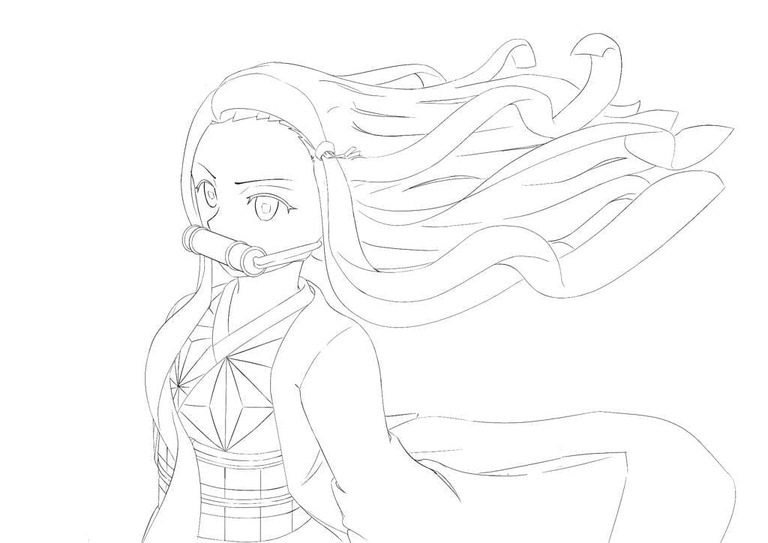 Fise de colorat cu Nezuko imprimabil gratuit pentru copii