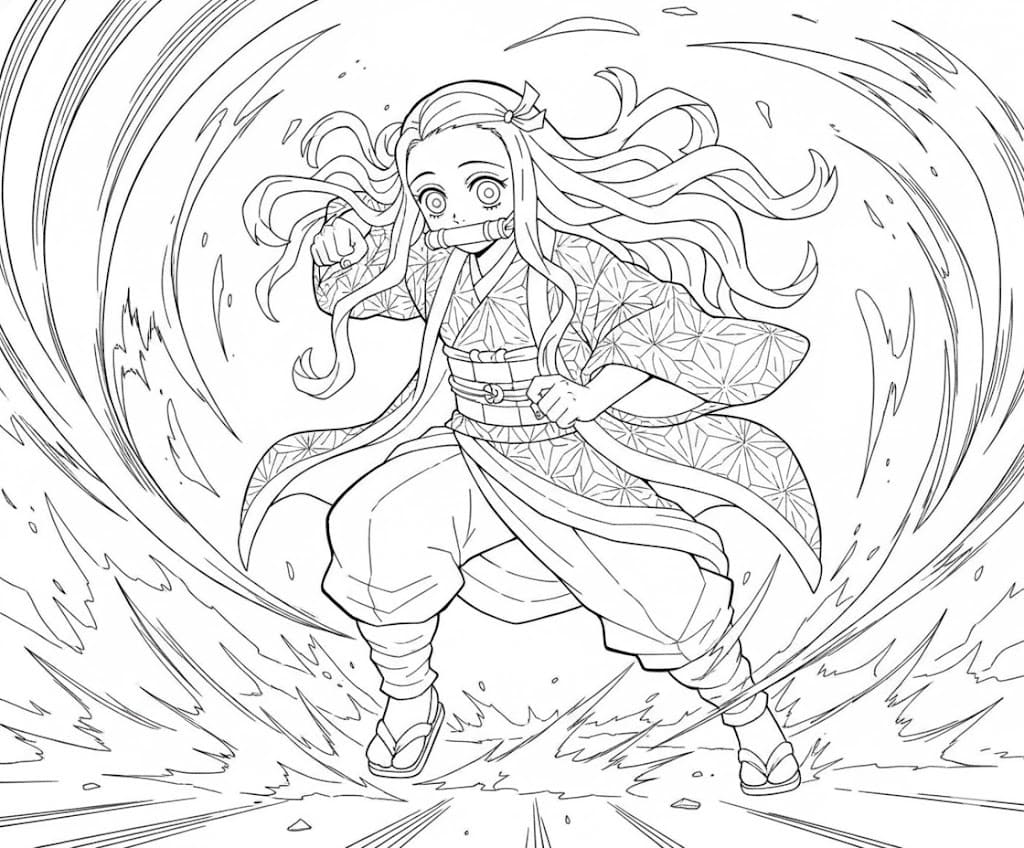 Fise de colorat cu Nezuko pentru copii