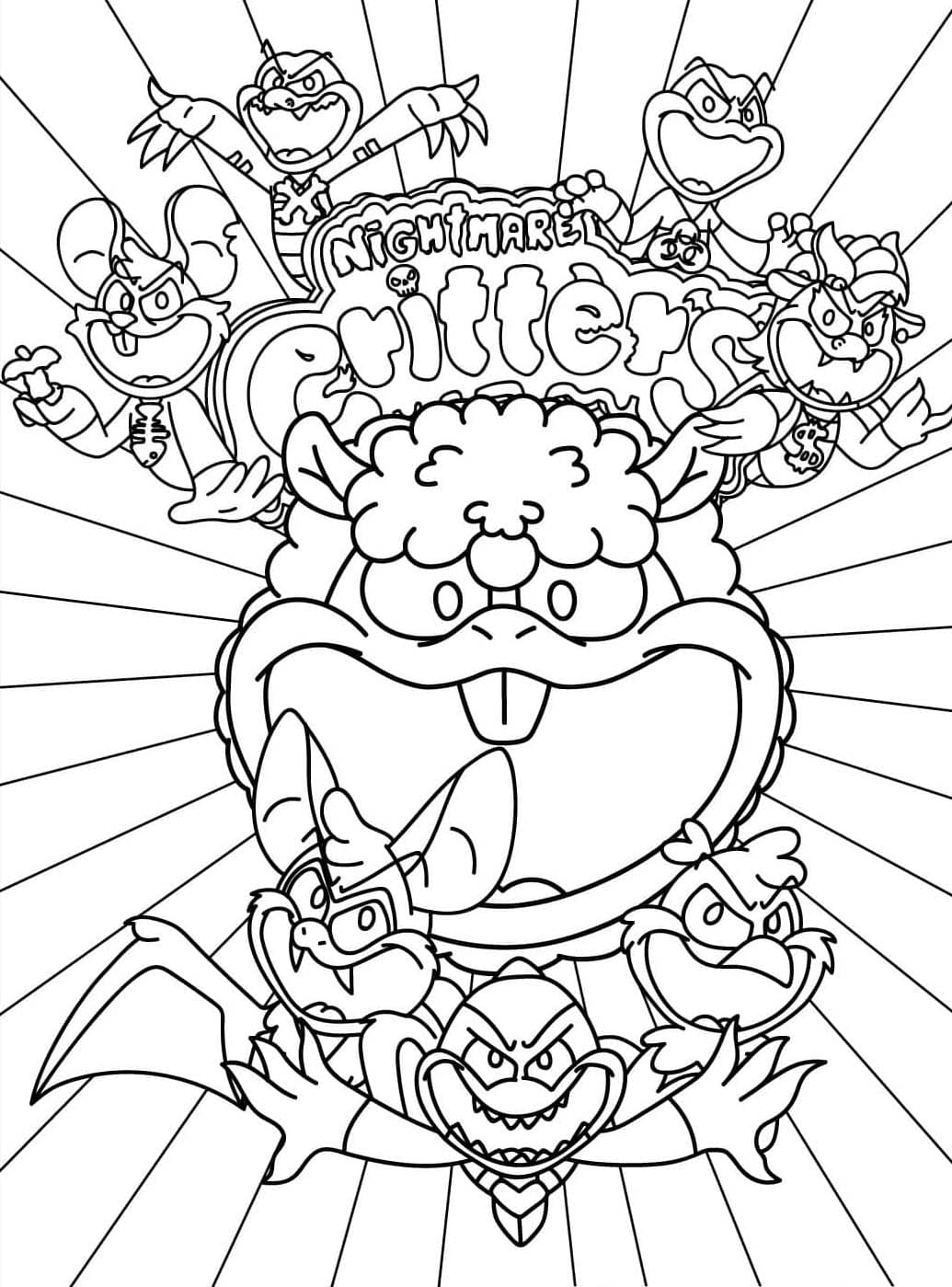 Fise de colorat cu Nightmare Critters gratuit bazic