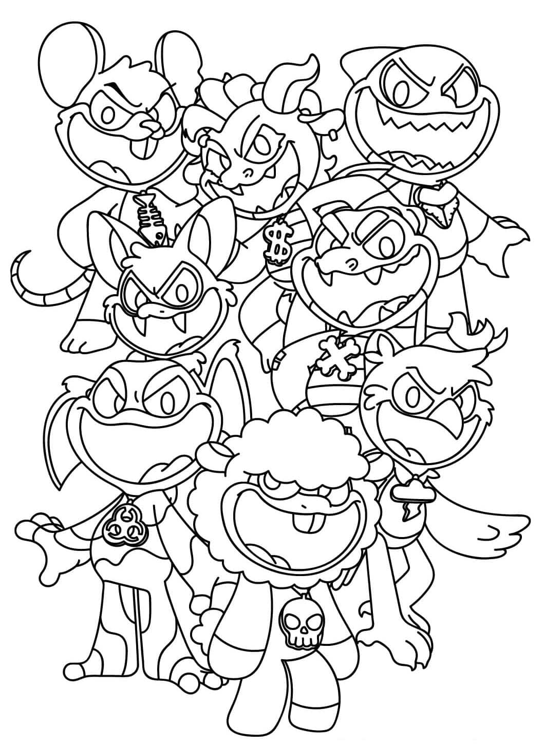 Fise de colorat cu Nightmare Critters gratuit uşor