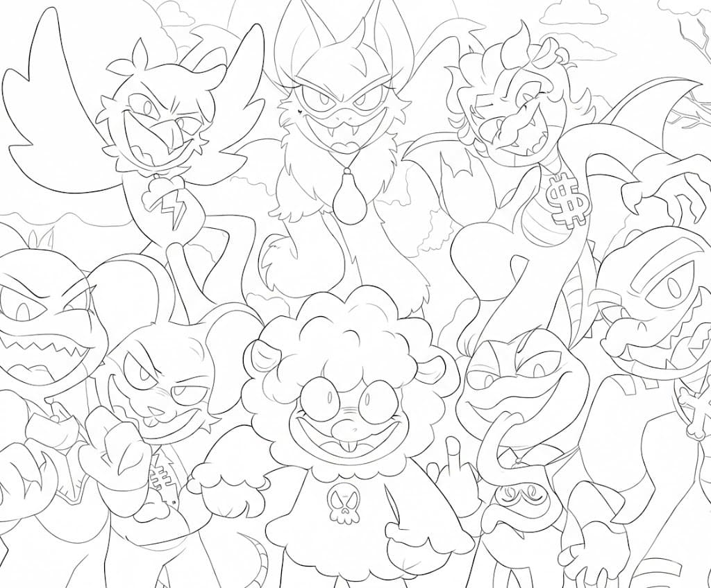 Fise de colorat cu Nightmare Critters imprimabil bazic