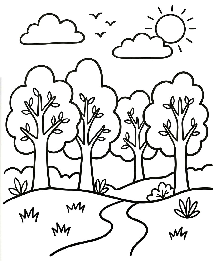 Fise de colorat cu Pădure gratuit