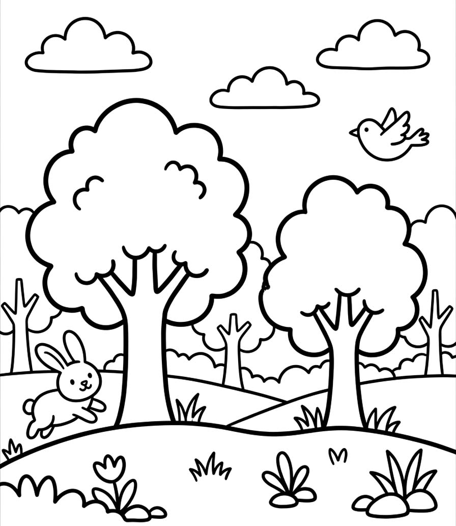 Fise de colorat cu Pădure imprimabil