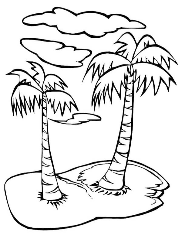 Fise de colorat cu Palmier imprimabil gratuit bazic