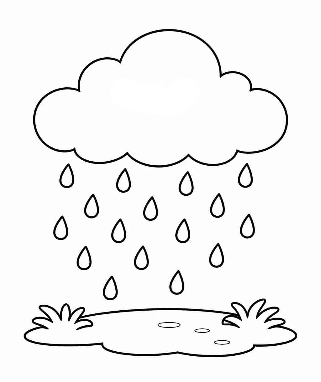Fise de colorat cu Ploaie gratuit bazic