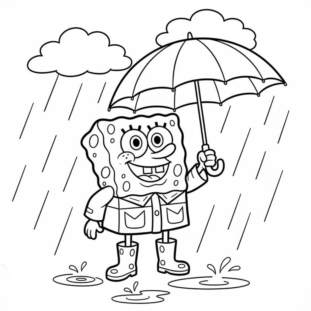 Fise de colorat cu Ploaie imprimabil simplu