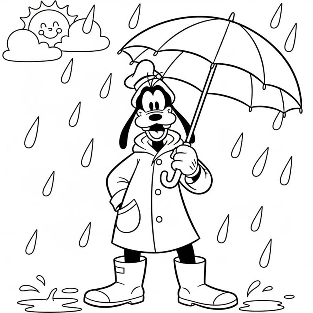 Fise de colorat cu Ploaie pentru copii