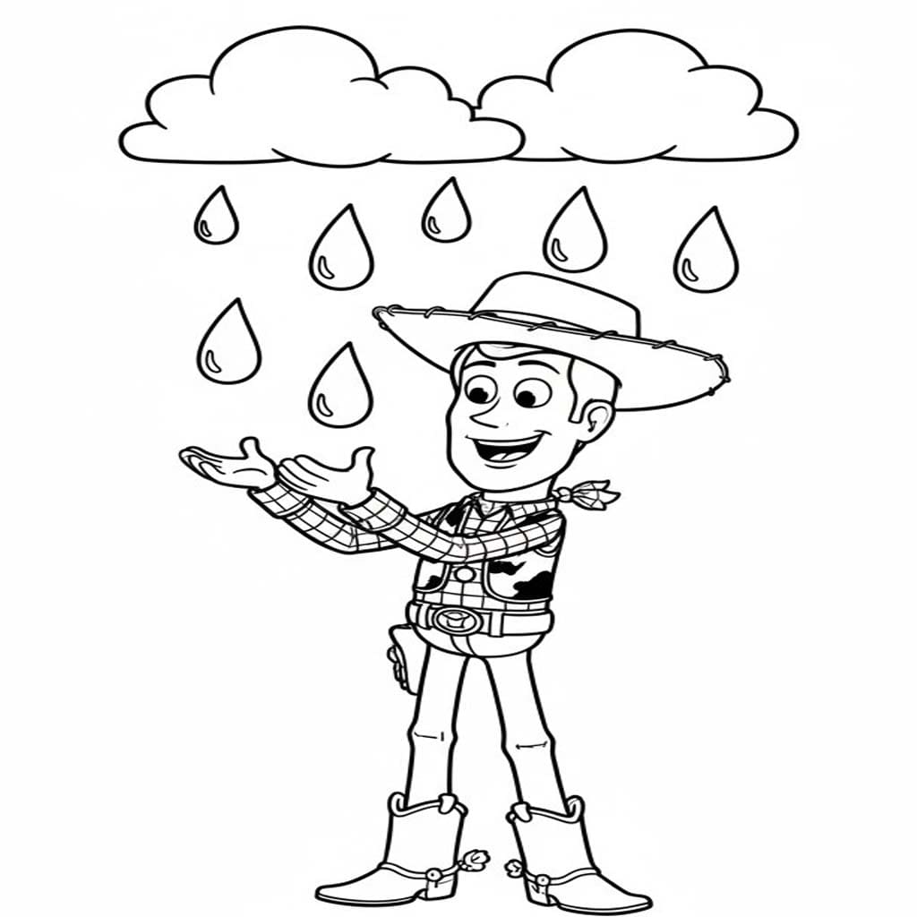 Fise de colorat cu Ploaie simplu la copii