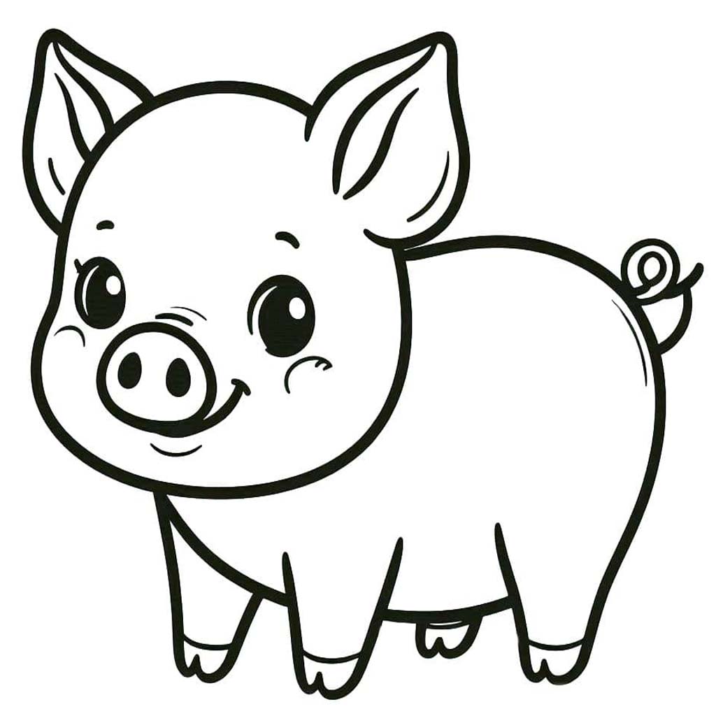 Fise de colorat cu Porci imprimabil simplu