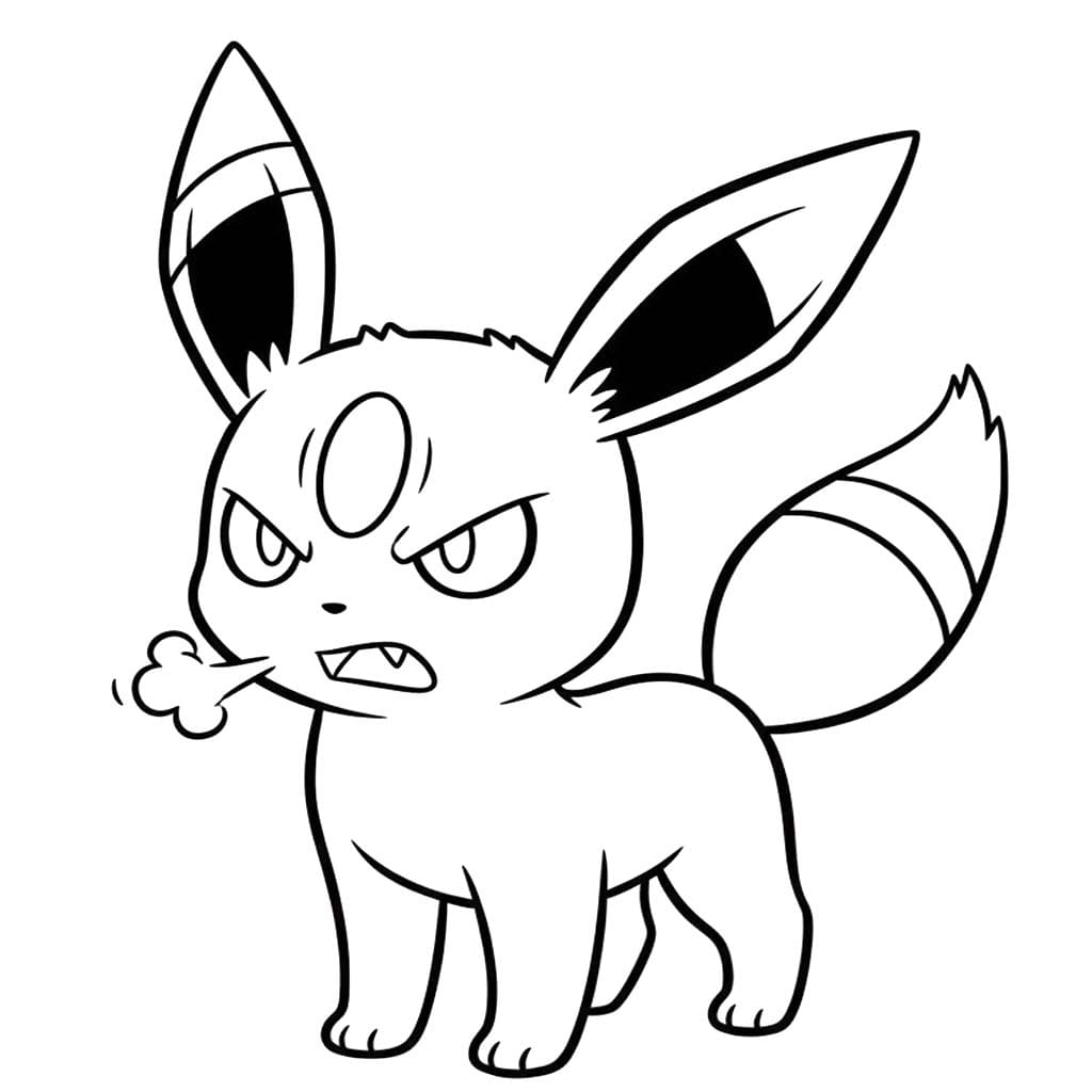 Fise de colorat cu Umbreon imprimabil gratuit simplu