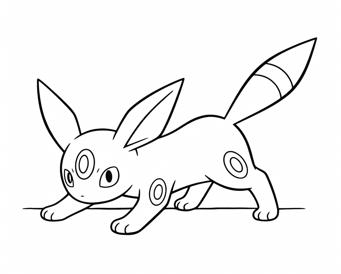 Fise de colorat cu Umbreon uşor la copii