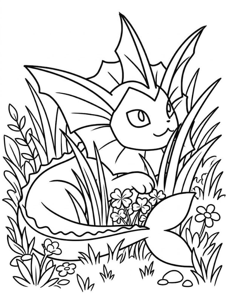 Fise de colorat cu Vaporeon gratuit bazic