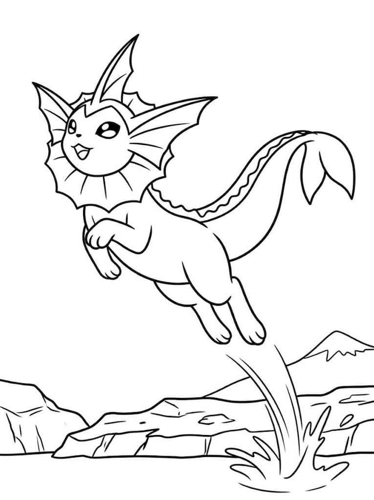 Fise de colorat cu Vaporeon gratuit simplu