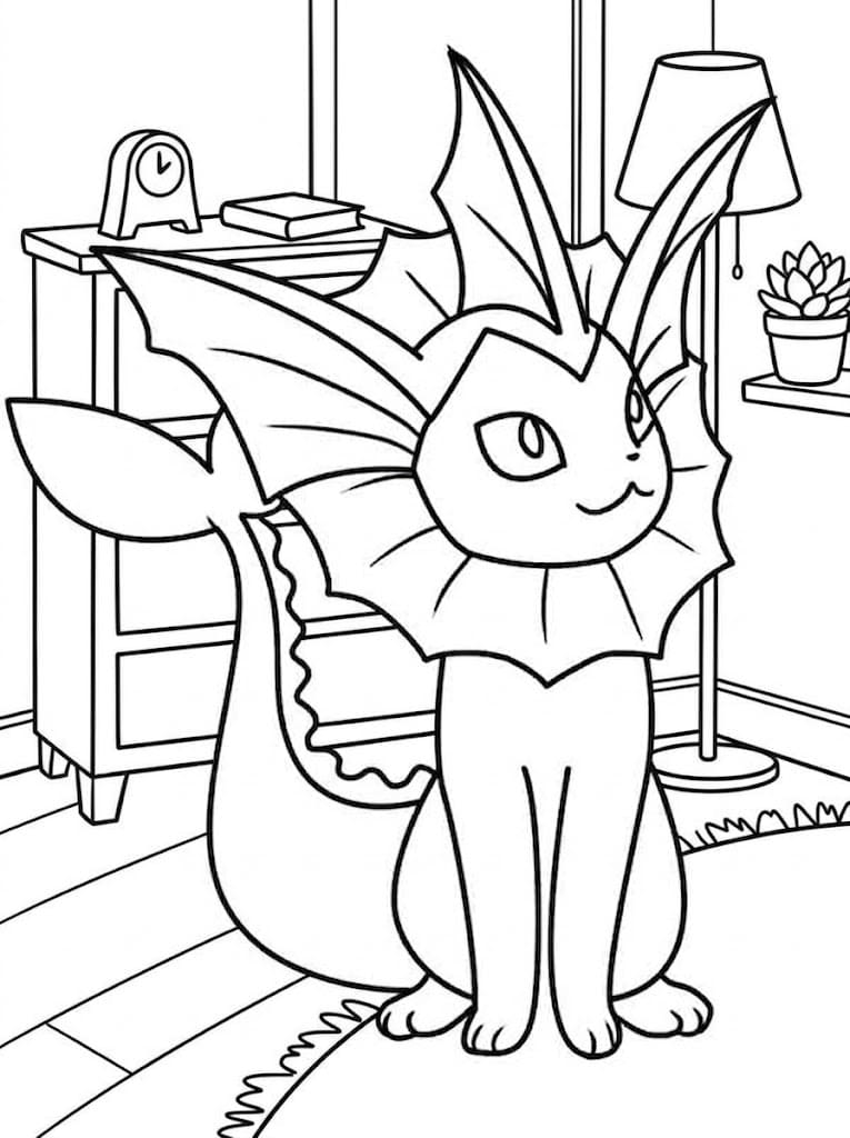 Fise de colorat cu Vaporeon imprimabil gratuit simplu