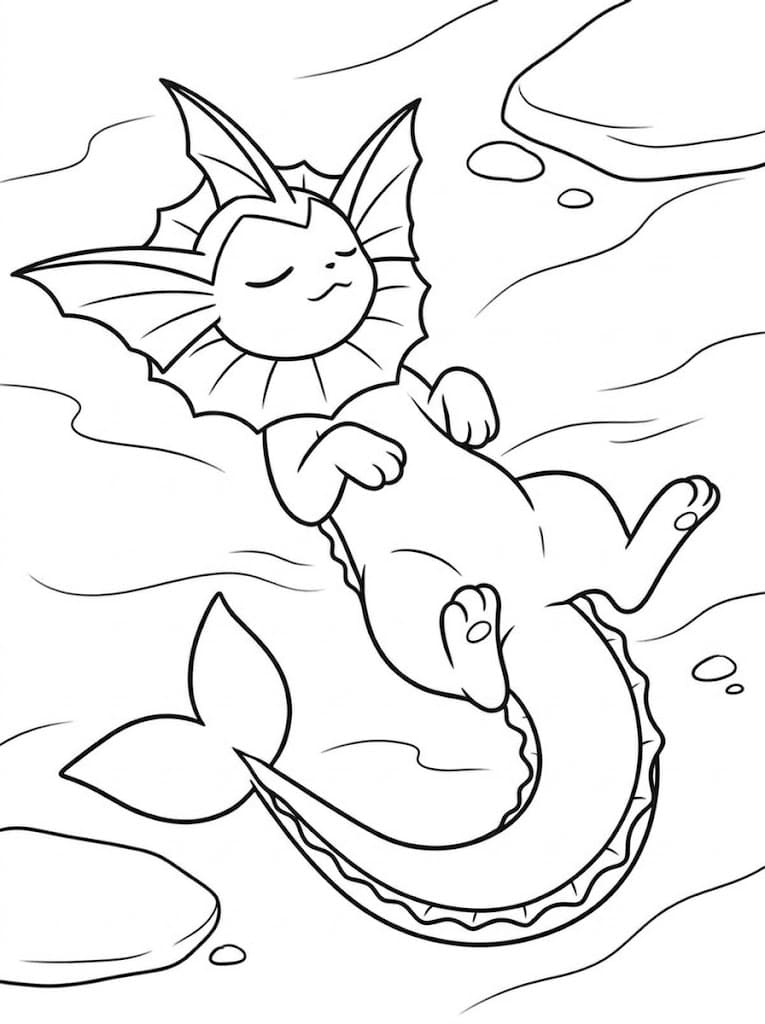 Fise de colorat cu Vaporeon imprimabil simplu
