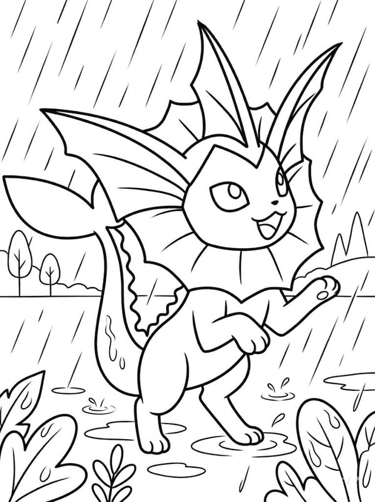Fise de colorat cu Vaporeon pentru copii