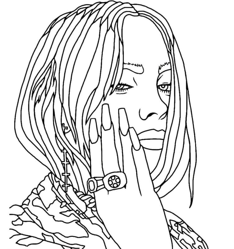 Fise de colorat cu Billie Eilish bazic la copii