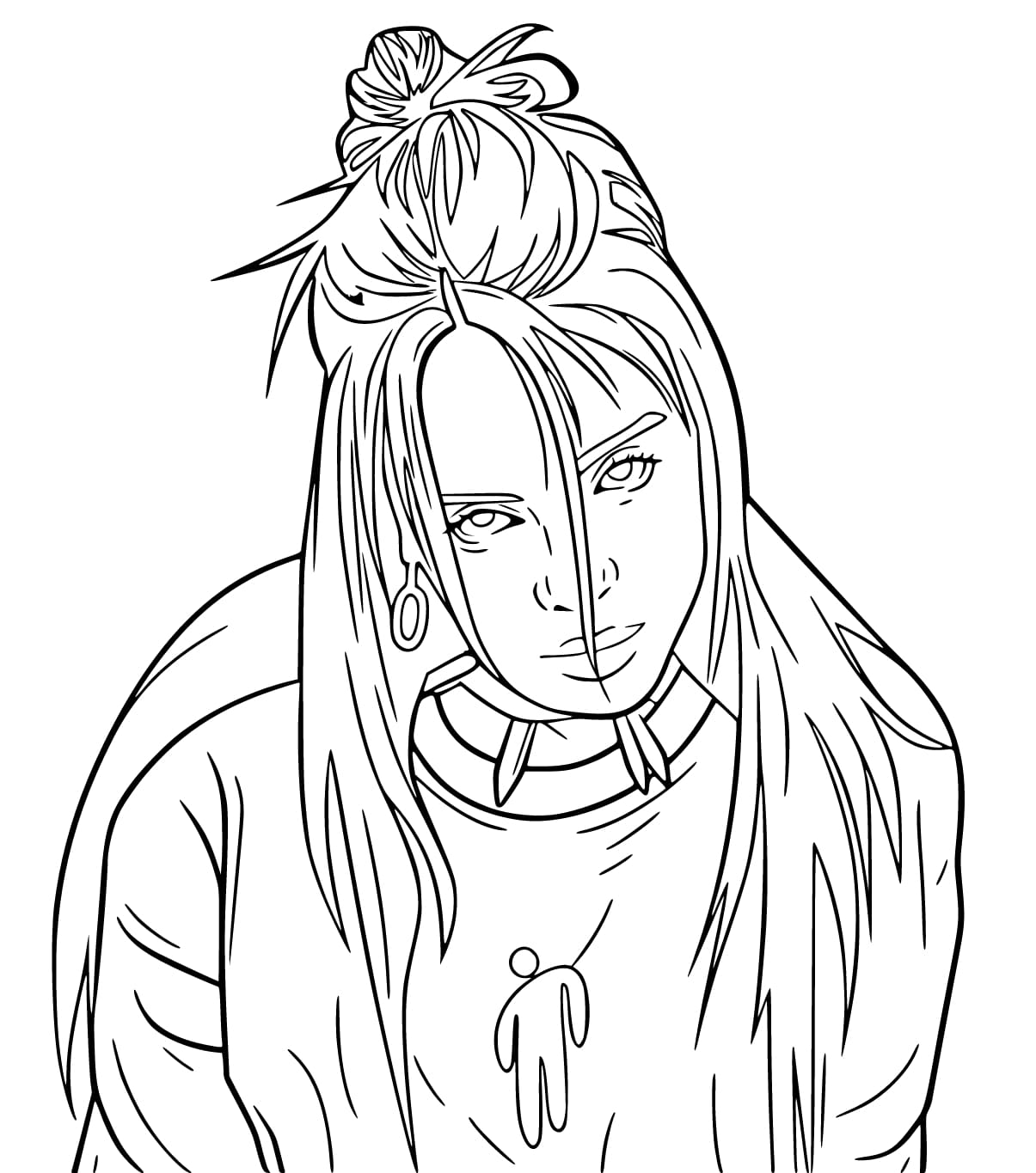 Fise de colorat cu Billie Eilish gratuit bazic