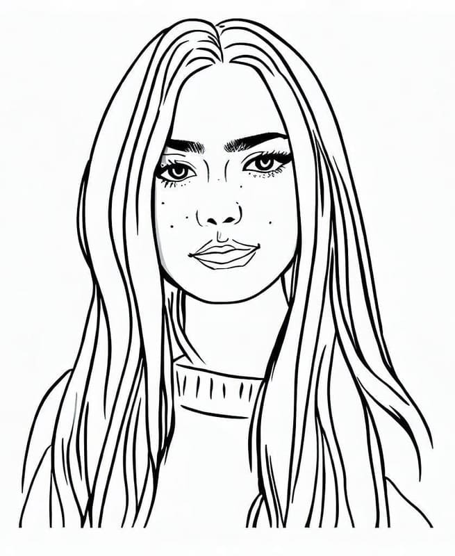 Fise de colorat cu Billie Eilish gratuit uşor