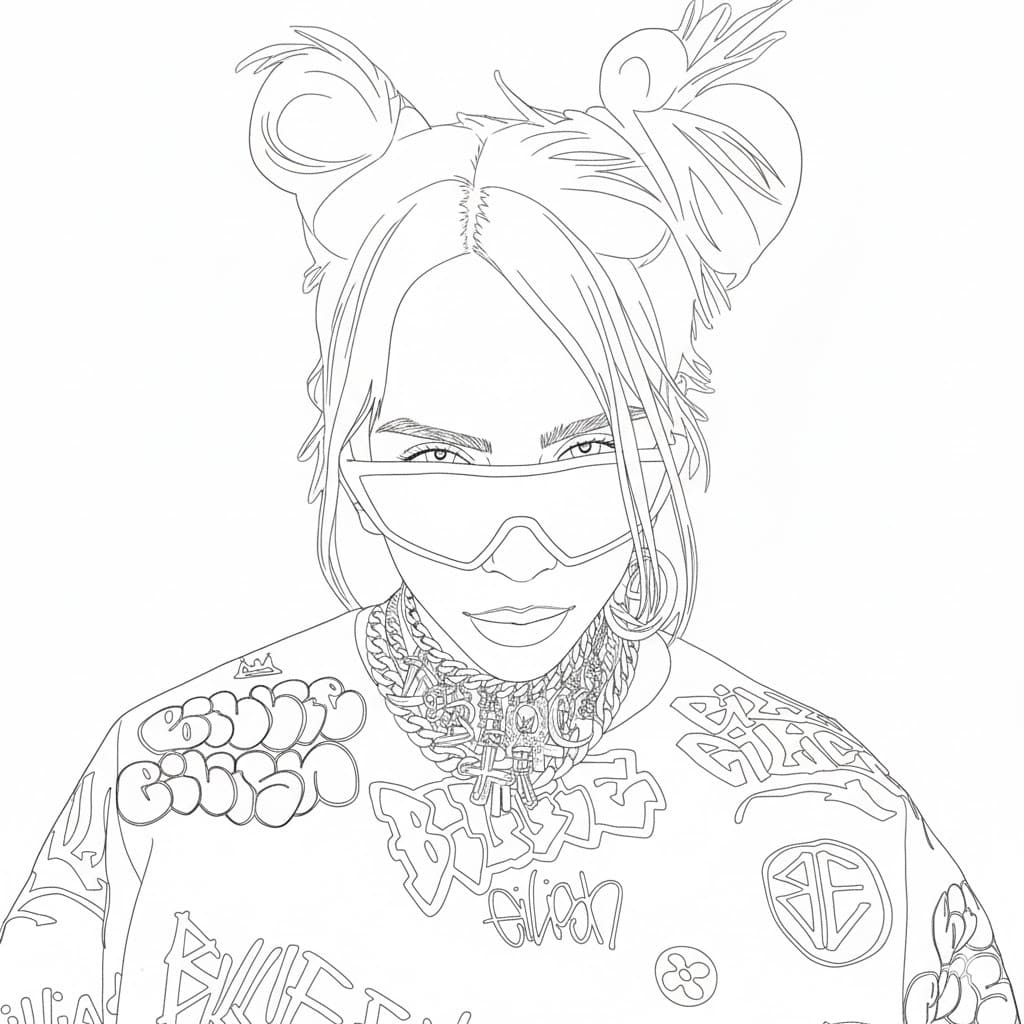 Fise de colorat cu Billie Eilish imprimabil