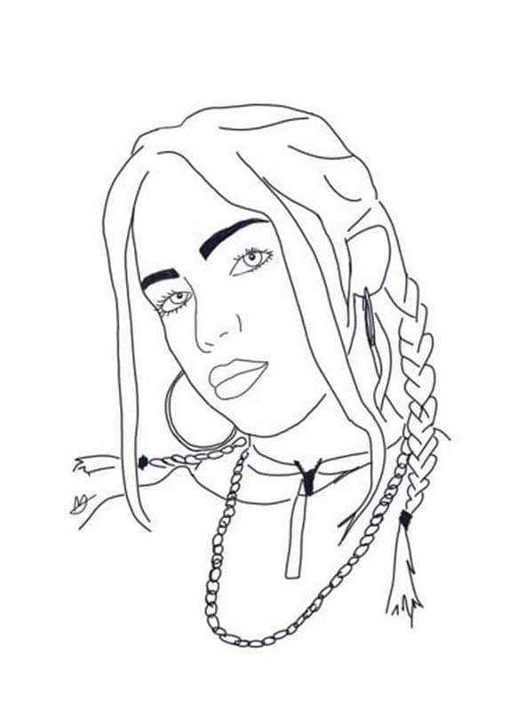 Fise de colorat cu Billie Eilish imprimabil gratuit bazic