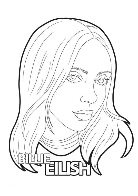 Fise de colorat cu Billie Eilish imprimabil gratuit uşor