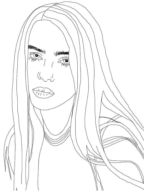 Fise de colorat cu Billie Eilish imprimabil simplu