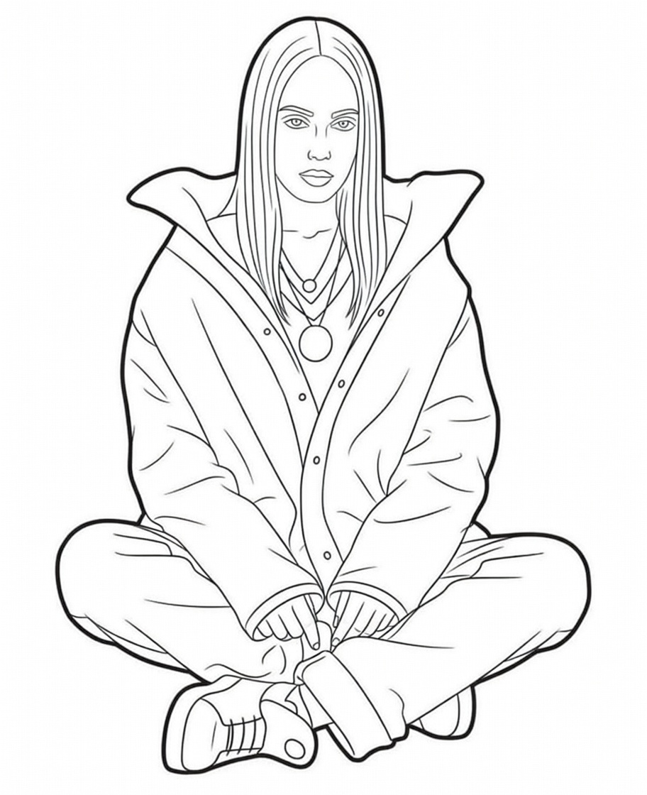 Fise de colorat cu Billie Eilish uşor la copii