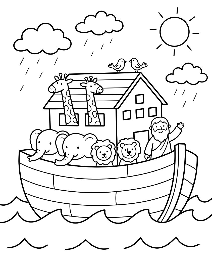 Fise de colorat cu Desenează Arca lui Noe