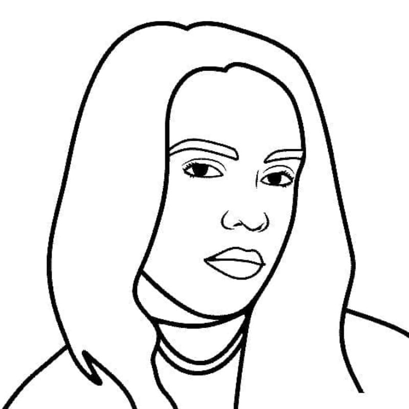 Fise de colorat cu Desenează Billie Eilish gratuit bazic